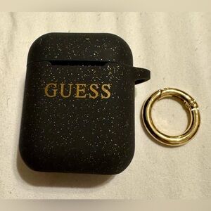 Guess Black Glitter AirPods Case with Keychain